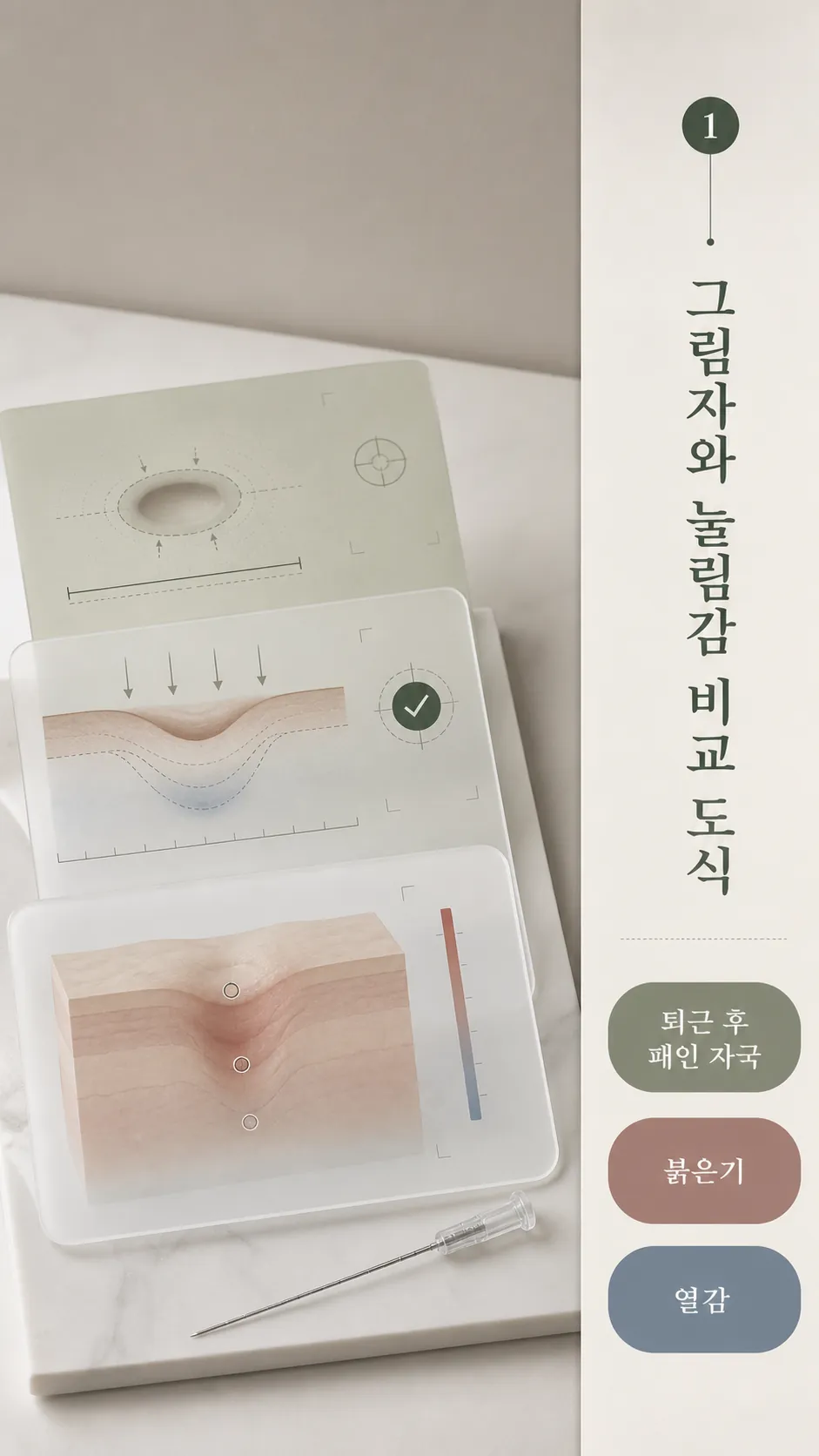 퇴근 후 그림자와 눌림감 비교 도식