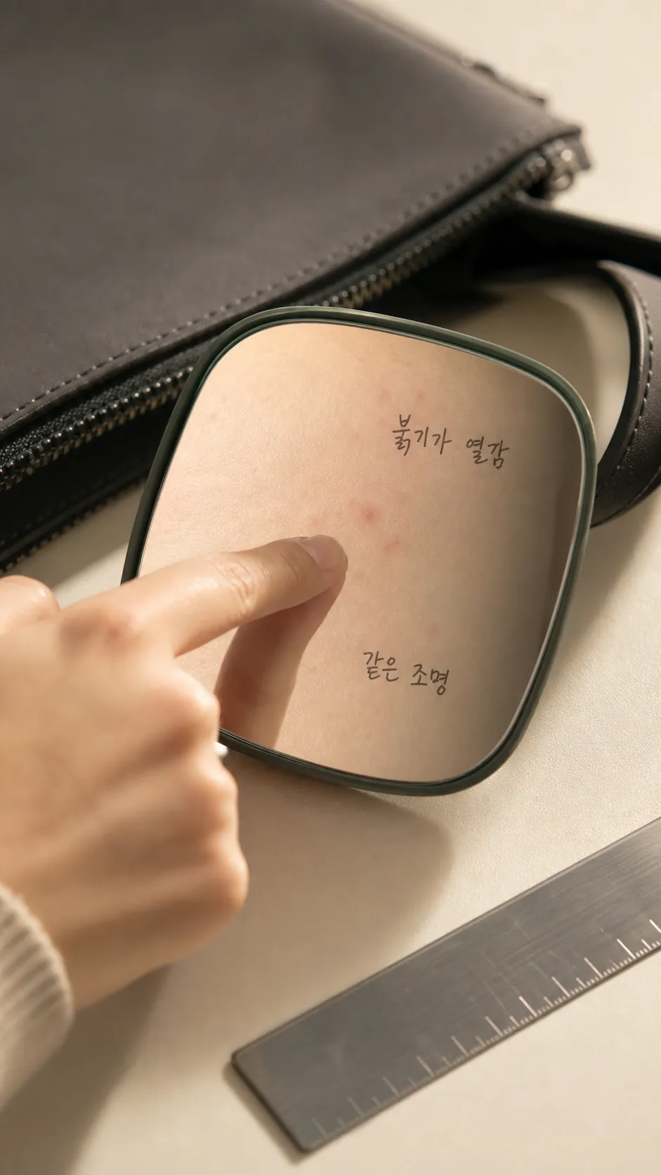 같은 조명 피부 경계 손가락 기준점 확인 장면