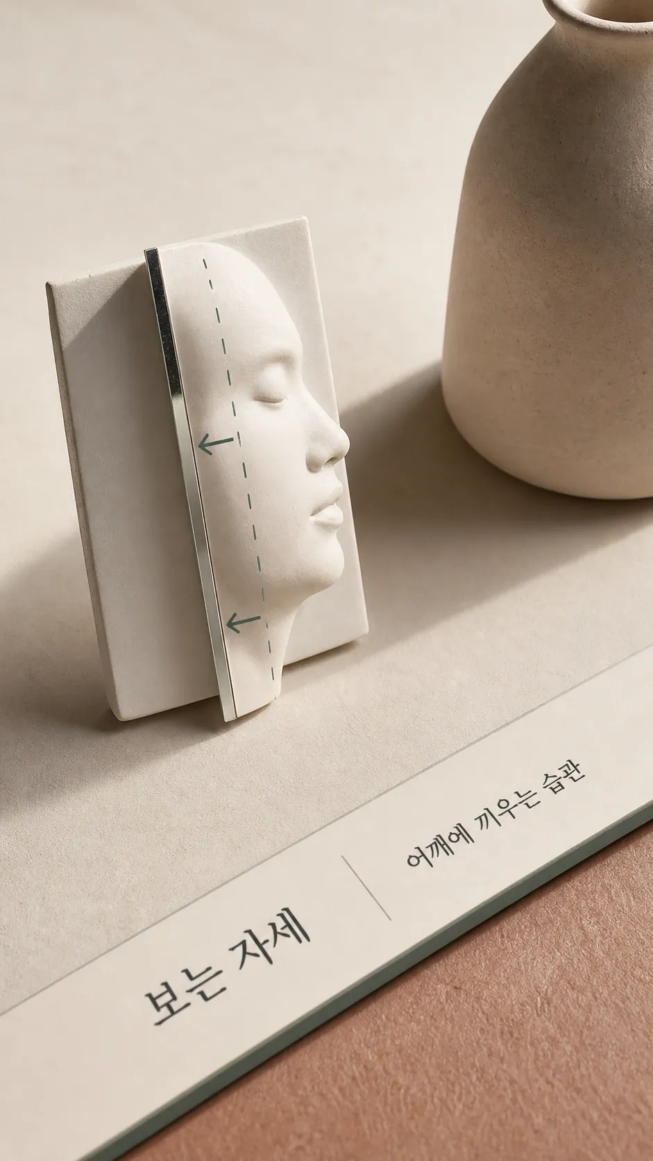 창가 측면광이 한쪽 뺨에만 그림자를 만드는 책상 장면