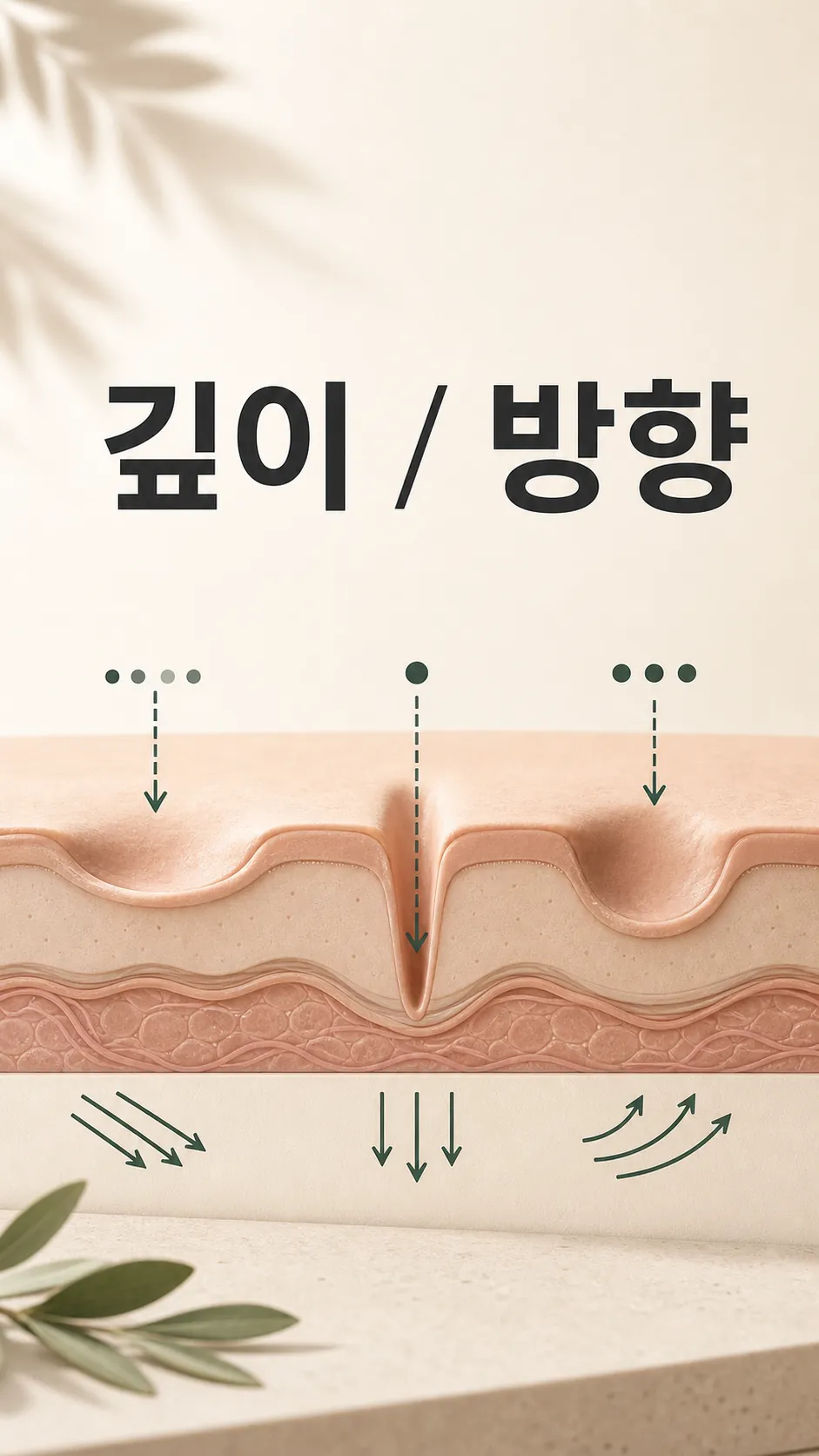 깊이·방향·간격 세 화살표로 표시한 접근 기준 카드
