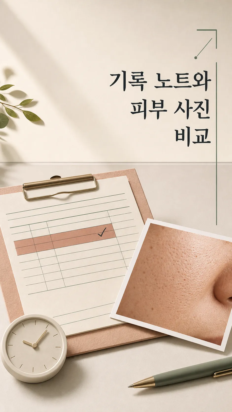 기록 노트와 피부 사진 비교