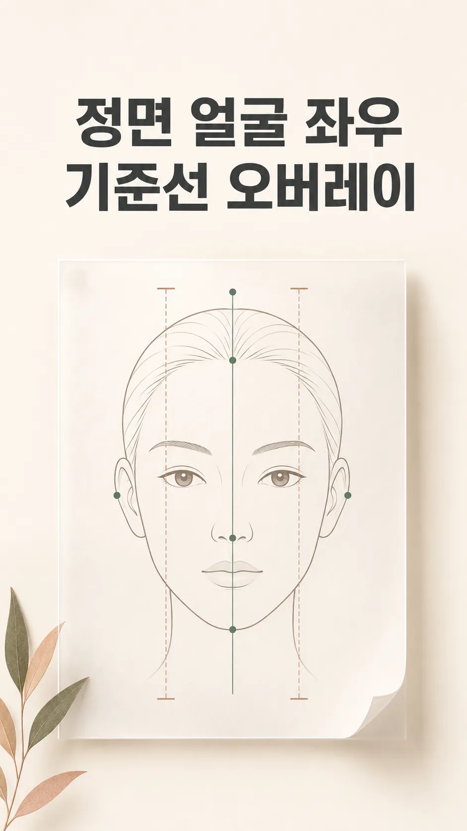 정면 얼굴 좌우 기준선 오버레이 도식