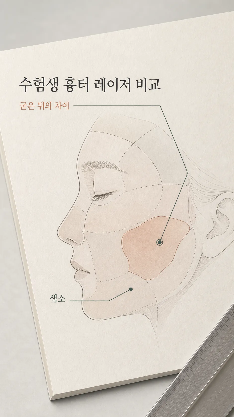 흉터 회복 주의할 부위 경계 표시 얼굴 지도