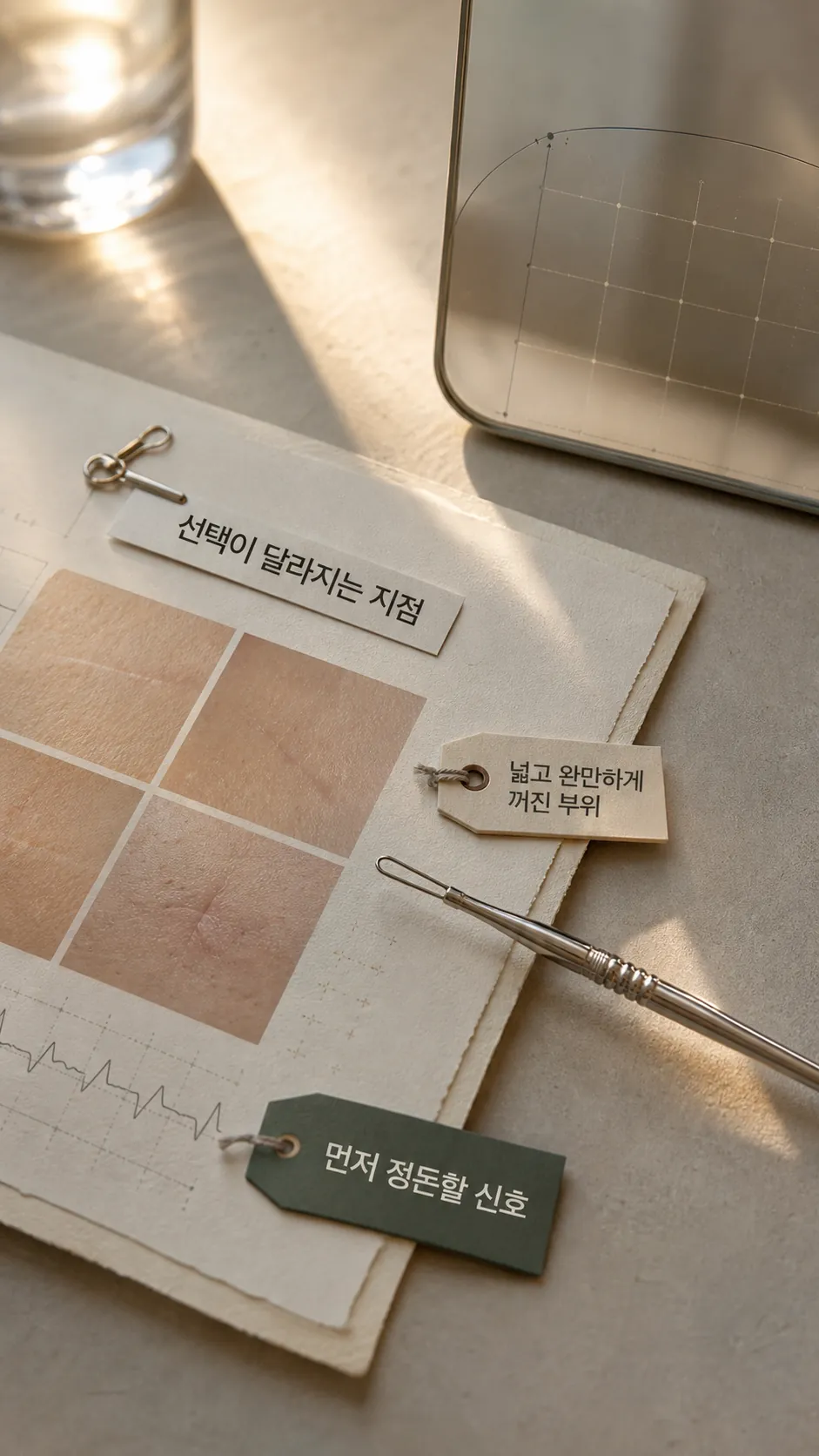 같은 조명 피부 경계 손가락 기준점 확인 장면
