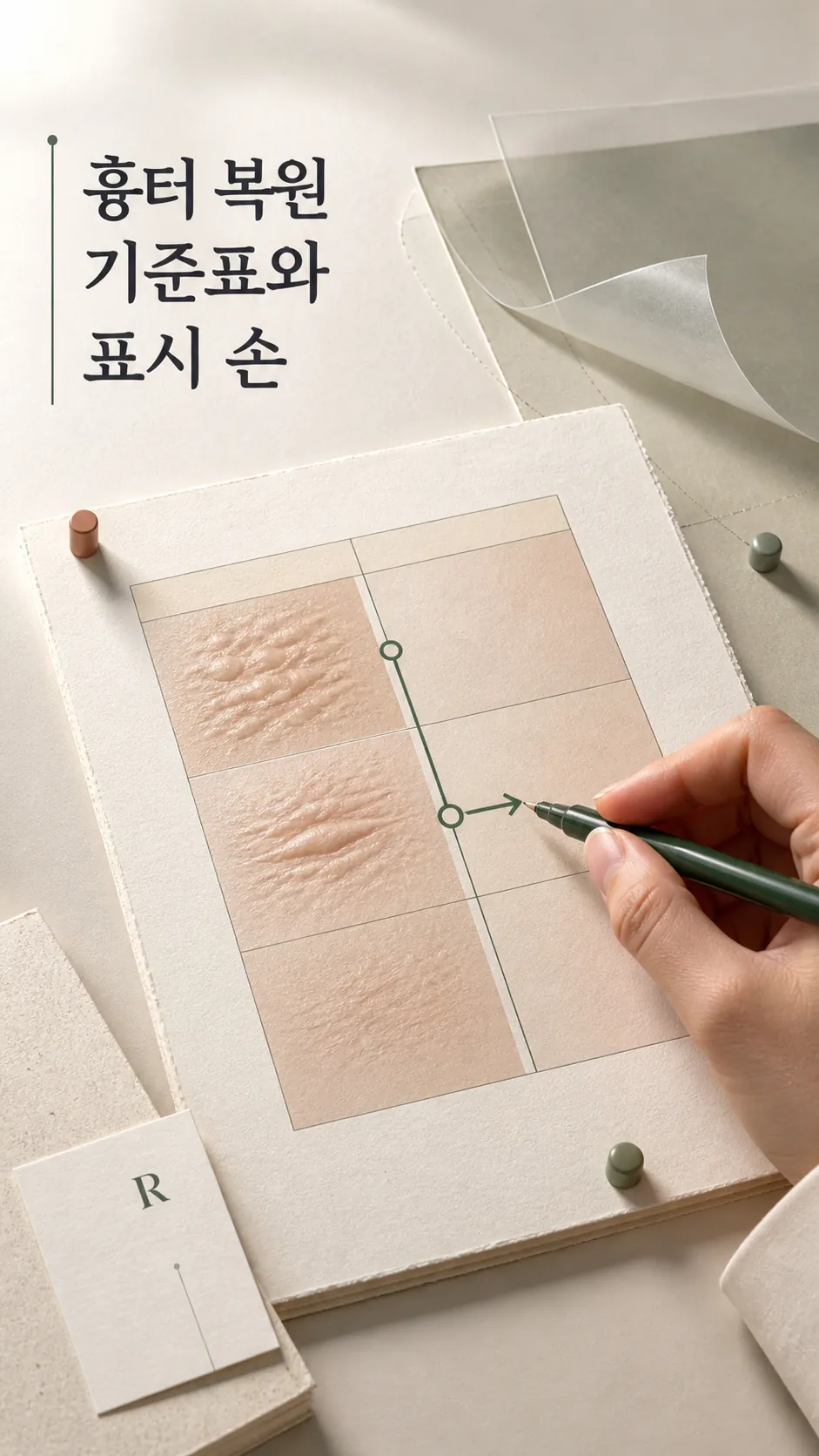 흉터 복원 기준표와 표시 손