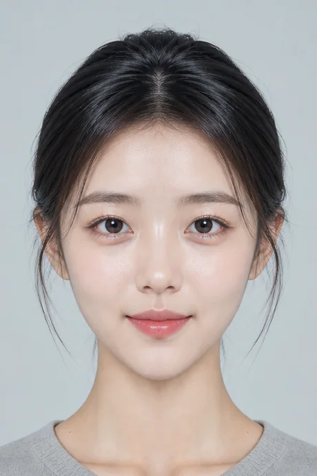 왼쪽 반을 거울처럼 복제해 맞춘 얼굴