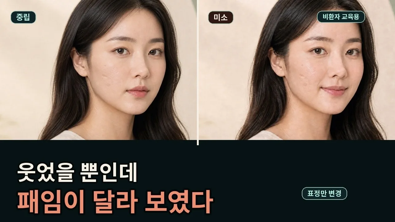 웃을 때만 볼이 패여 보이는 이유 — 흉터 사진에서 표정을 맞춰야 하는 이유